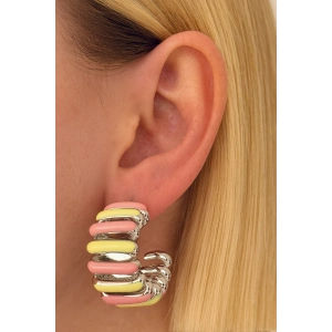 Gümüş Renk Burgu Detaylı 14K Altın Kaplama TX Küpe (Çift)