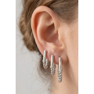 Gümüş Renk Burgu Detaylı 3lü YSX Küpe Set