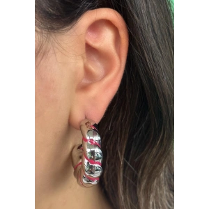 Gümüş Renk Burgu Detaylı Çelik Küpe (Çift)