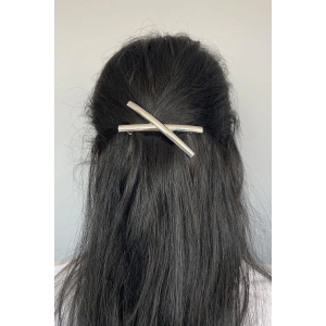 Gümüş Renk Çarpı Figürlü Otomat Toka