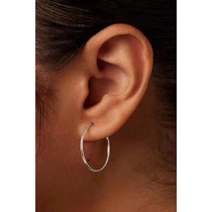 Gümüş Renk Çelik Halka Küpe 25Mm (Çift)