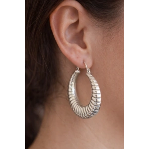 Gümüş Renk Çelik Halka Küpe (Çift)