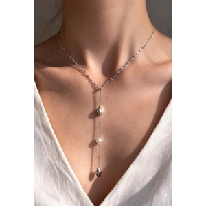 Gümüş Renk Çelik Y Kolye