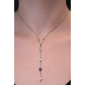 Gümüş Renk Çelik Y Kolye