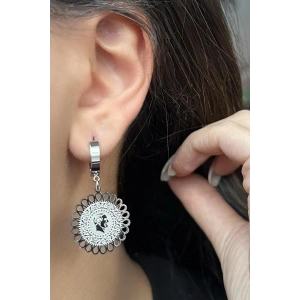 Gümüş Renk Çeyrek Figürlü Çelik Küpe (Çift)