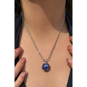 Gümüş Renk Çiçek Figürlü 14k Altın Kaplama TX Kolye