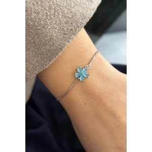 Gümüş Renk Çiçek Figürlü Bileklik