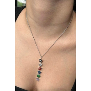 Gümüş Renk Çiçek Figürlü Çelik Kolye