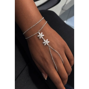 Gümüş Renk Çiçek Figürlü Çelik Şahmeran