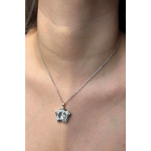 Gümüş Renk Çiçek Figürlü İçi Dönen Çelik Kolye