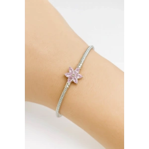 Gümüş Renk Çiçek Figürlü Bileklik