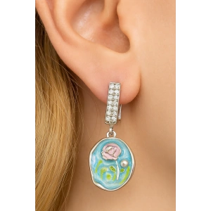 Gümüş Renk Çiçek Figürlü Taş Detaylı YSX Küpe Set