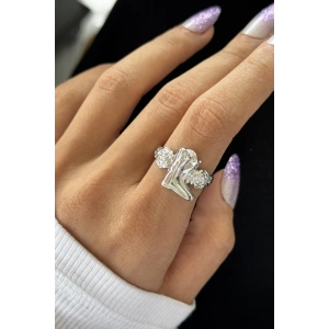 Gümüş Renk Çizme Figürlü Metal Ayarlanabilir Yüzük