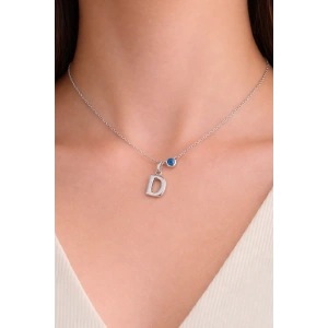 Gümüş Renk D Harf Çelik Kolye