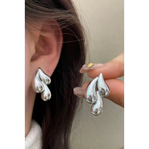 Gümüş Renk Damla Figürlü Çelik Küpe (Çift)