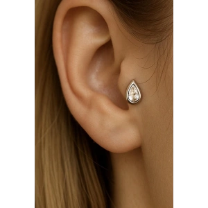 Gümüş Renk Damla Figürlü Cerrahi Çelik Tragus/Kıkırdak Küpe/Piercing (Tek)