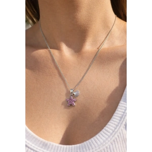 Gümüş Renk Deniz Kabuğu Ve Deniz Yıldızı Figürlü Çelik Kolye