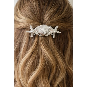 Gümüş Renk Deniz Kabuğu Ve Yıldız Figürlü Metal Otomat Toka