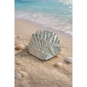 Gümüş Renk Deniz Yıldızı Detaylı Metal Mandal Toka