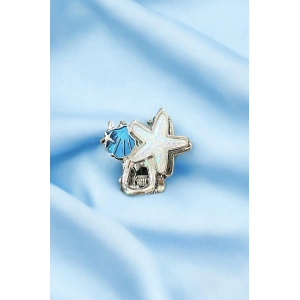 Gümüş Renk Deniz Yıldızı Figürlü Yan Toka (Tek)