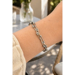 Gümüş Renk Dorika Boncuklu Kelepçe Bileklik