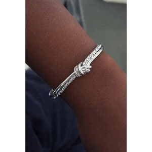 Gümüş Renk Düğüm Detaylı Kelepçe/ Bileklik