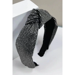 Gümüş Renk Düğüm Detaylı Taşlı Taç