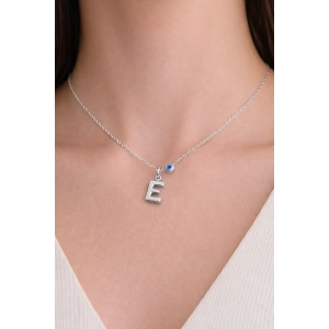 Gümüş Renk E Harf Çelik Kolye