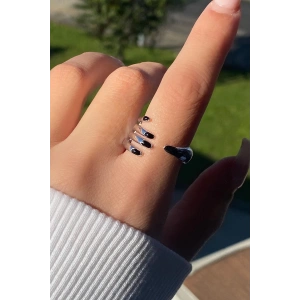 Gümüş Renk El Figürlü Ayarlanabilir Yüzük