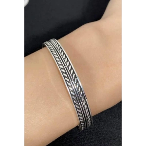 Gümüş Renk Erkek Çelik Kelepçe Bileklik