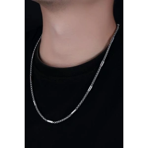 Gümüş Renk Erkek Zincir Çelik Kolye (55cm)