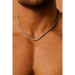 Gümüş Renk Erkek Zincir Çelik Kolye (55cm)