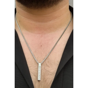 Gümüş Renk Erkek Zincir Çelik Kolye (55cm)