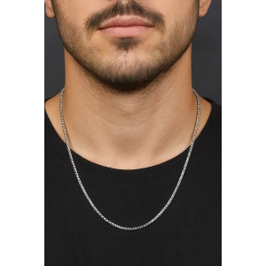 Gümüş Renk Erkek Zincir Çelik Kolye (60cm)