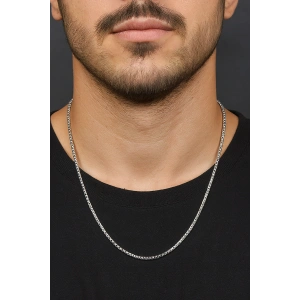 Gümüş Renk Erkek Zincir Çelik Kolye (60cm)