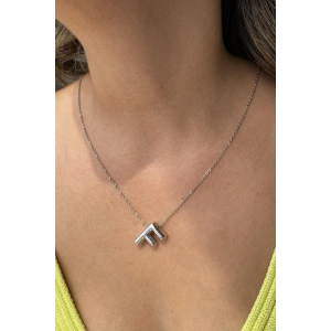 Altın Renk F Harf Çelik Balon Kolye