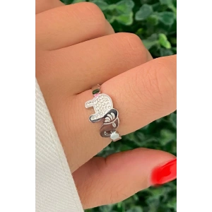 Gümüş Renk Fil Figürlü Ayarlanabilir Çelik Yüzük