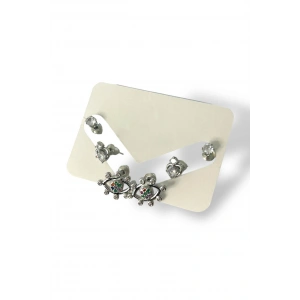 Gümüş Renk Göz Figürlü 6lı Küpe Set