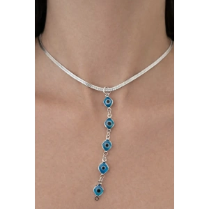 Gümüş Renk Göz Figürlü Çelik Kolye