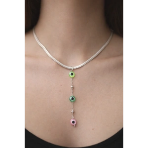 Gümüş Renk Göz Figürlü Çelik Kolye