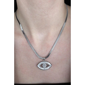 Gümüş Renk Göz Figürlü Çelik Kolye