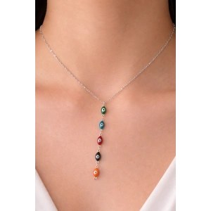 Gümüş Renk Göz Figürlü Çelik Y Kolye