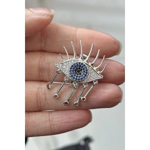 Gümüş Renk Göz Figürlü Taş Detaylı Ajda Charm / Kolye/ Bileklik Ucu