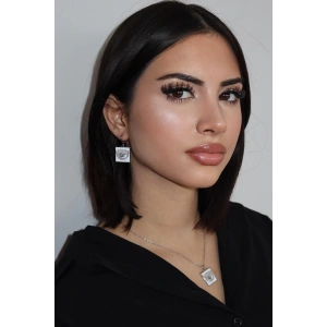 Gümüş Renk Göz Figürlü YSX Küpe Ve Kolye Set