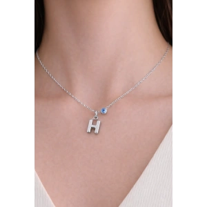 Gümüş Renk H Harf Çelik Kolye