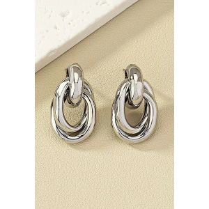 Gümüş Renk Halka Detaylı Çelik Küpe (Çift)