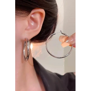 Gümüş Renk Halka Küpe 50MM (Çift)