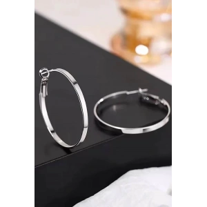 Gümüş Renk Halka Küpe 60MM (Çift)