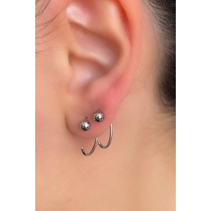 Gümüş Renk Halka Küpe (Çift)