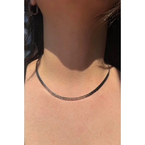 Gümüş Renk Hasır Model Çelik Kolye